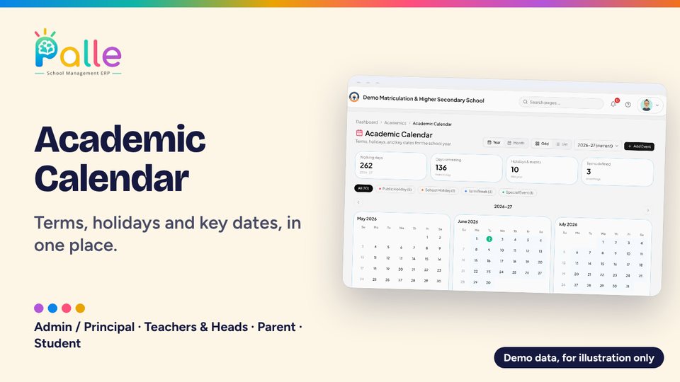Palle Academic Calendar: Terms, holidays and key dates, in one place.