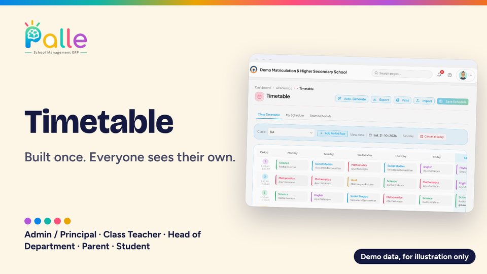 Palle Timetable: Built once. Everyone sees their own.